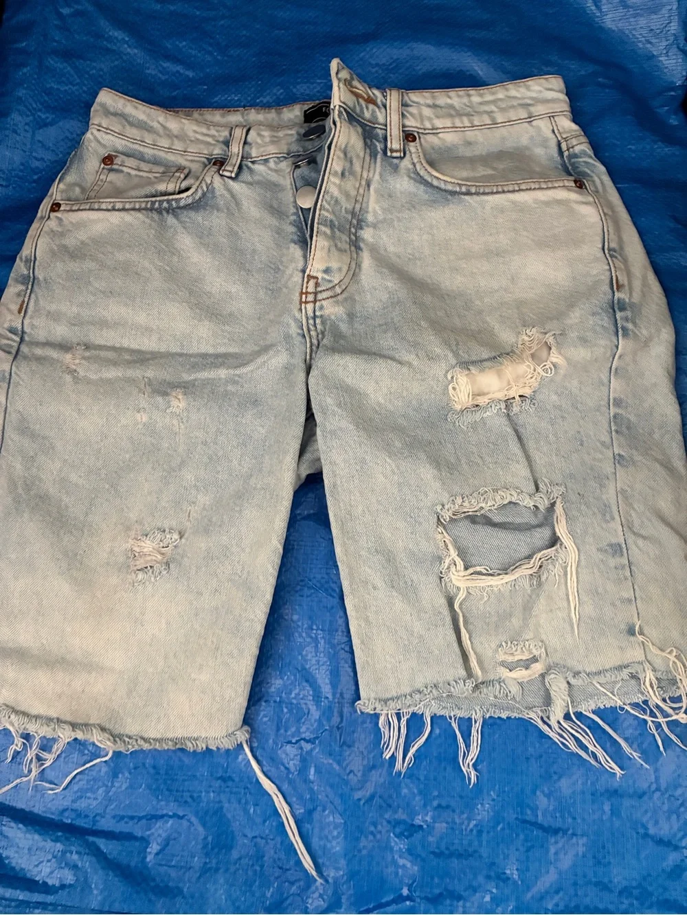 Forever 21 Light Wash Distressed Denim Shorts